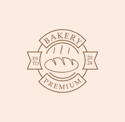 Retro Bakery Logo Design Bake and Cake Pastry Simple Homemade Badge Template