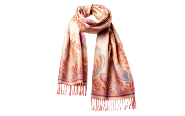 Scarf printed design with multicolor patterns On White or PNG Transparent Background.