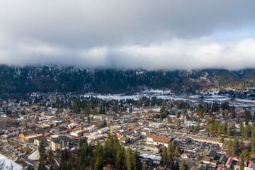 Leavenworth, Washington overcast winter landscape