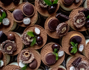 Closeup overhead shop of tiramisu dessert