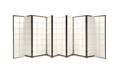 Korean hanjie paper folding screen divider with black border and pink lines on white background On White or PNG Transparent Background.