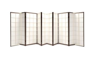 Korean hanjie paper folding screen divider with black border and pink lines on white background On White or PNG Transparent Background.