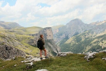 Naklejka na ściany i meble Hiking on Dolomites in Alta Badia
