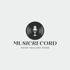 music recording logo vintage vector illustration template icon graphic design