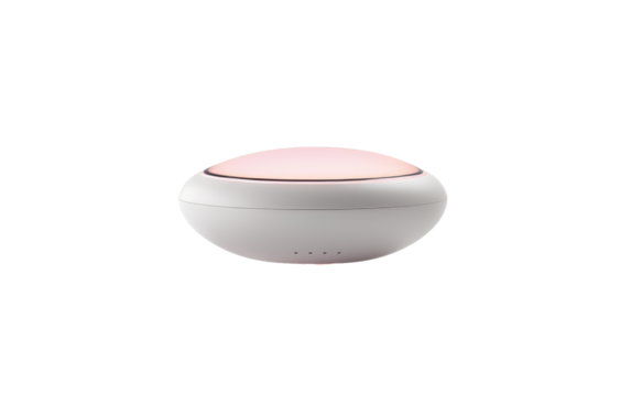 Wireless Speaker with White Body and Pink Top On White or PNG Transparent Background.