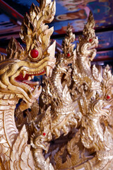 Wat Sras Chak. Close up of dragon heads. Phnom Penh; Cambodia.