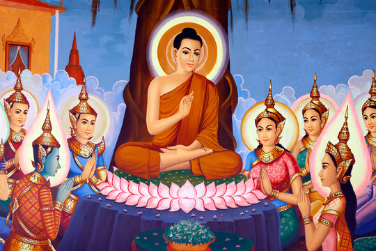 Wat Sras Chak. Life of Siddhartha Gautama, the Buddha.  Phnom Penh; Cambodia.