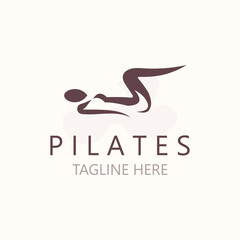Abstract pilates Logo, Yoga identity body balance vector monoline Design Template. wellness lifestyle