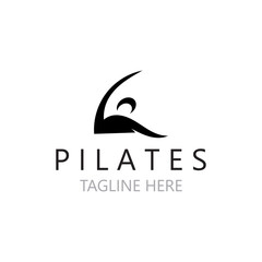 Abstract pilates Logo, Yoga identity body balance vector monoline Design Template. wellness lifestyle