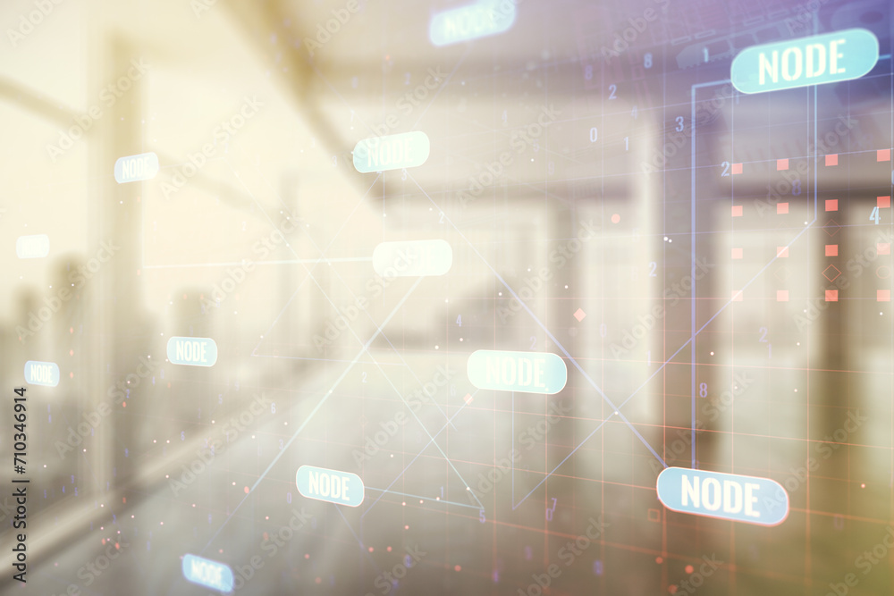 Leinwandbilder abstract virtual coding concept on empty corporate office background. multiexposure
