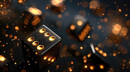 Black and golden casino dice background, Ai Generated.