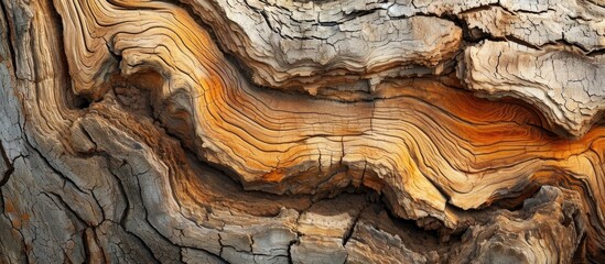 Detailed photo showcasing the organic textures and patterns of a newly chopped tree trunk or log. - obrazy, fototapety, plakaty