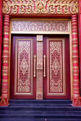 Tuol Sangkae Pagoda. Door decorated with Khmer motifs. Architecture.  Phnom Penh; Cambodia.