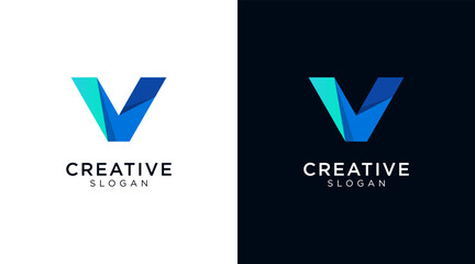 Letter V logo design for various types of businesses and company. colorful, modern, geometric letter V logo