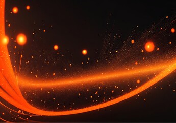 Fototapeta premium Abstract orange particles of optical fiber 3d illustration 