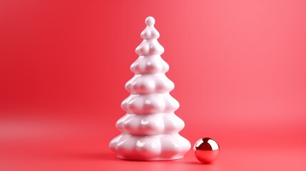 tree decorations on red background