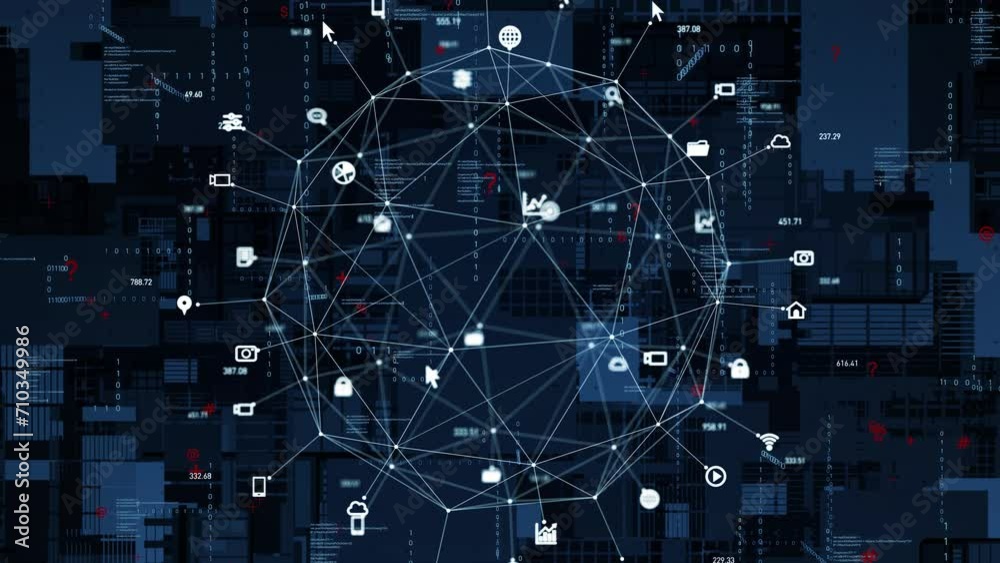 Poster communication network and digital technology concept.