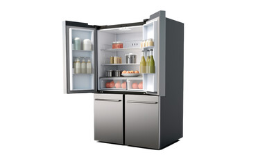 Refrigerator with Smart Features Elevating Food Storage On White or PNG Transparent Background.