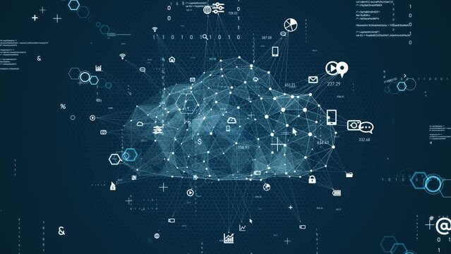 Cloud computing and digital technology concept.