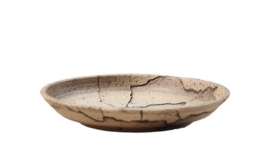 Mud Plate Exhibiting Graceful Cracks for Unique Character On White or PNG Transparent Background.