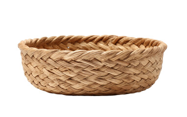 Obraz premium Rustic woven wicker basket, natural straw bread basket. Handcrafted rattan storage bowl for farmhouse kitchen decor isolated on Transparent Background