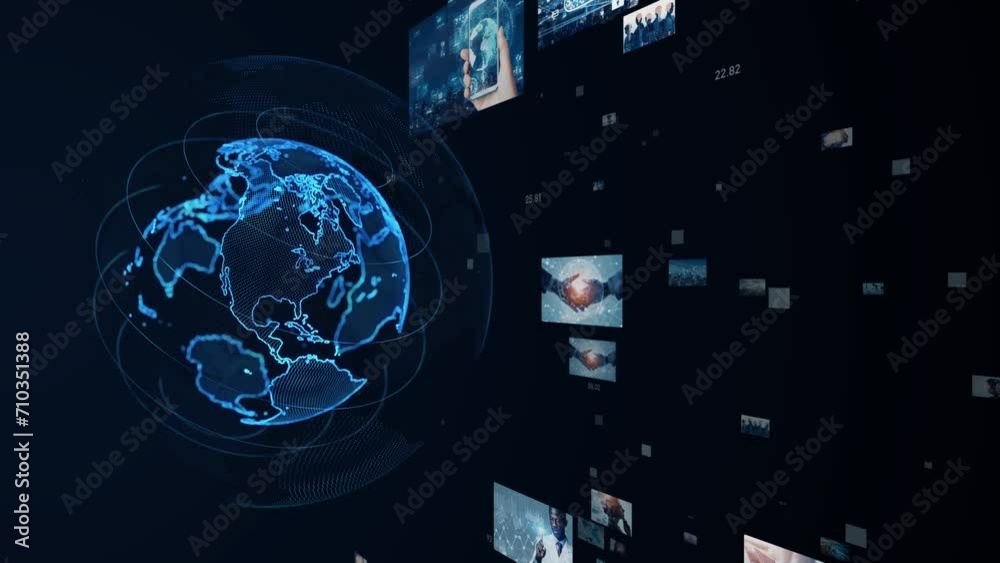 Poster Global communication network and various technology concept.