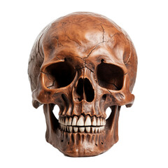 Obraz premium Old human skull isolated on transparent and white background. Generative ai