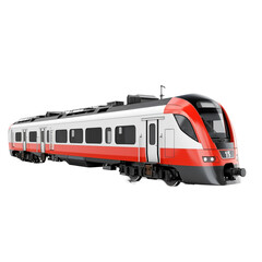 Fototapeta premium Train on the railway isolated on transparent and white background. Generative ai