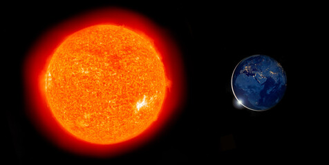 Solar flare strikes Earth, causes Blackout. Massive geomagnetic solar storm to hit Earth. Powerful flare from Sun hits Earth. Elements of this image furnished by NASA. © gizemg