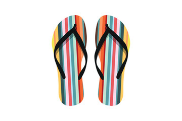 Summer beach flip-flop vector with rainbow pattern