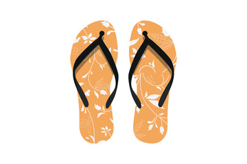 Summer beach flip-flop vector with flower patterns