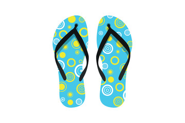 Summer beach flip-flop vector in cool colors with circled patterns