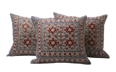 Cultural Comfort Sindhi Arjan Inspired Pillow Covers Set for Stylish Decoration On White or PNG Transparent Background.