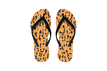 Summer beach flip-flop vector with leopard pattern