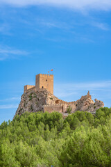 Fototapeta na wymiar Sax Castle, medieval fortress on top of a mountain in Alicante province, Region of Valencia, Spain