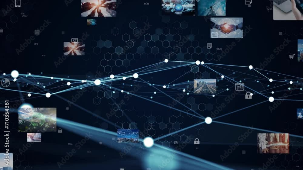 Aufkleber communication network and various technology concept.