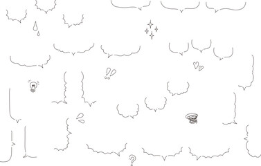 Handwritten speech bubble frame set, simple line style
