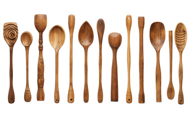 Hand Carved Wooden Utensils Elevating Culinary Creations On White or PNG Transparent Background.