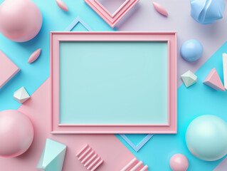 3d illustration of blank canvas with abstract geometric background for advertisement banner.