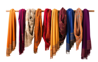 Kashmiri Pashmina Shawl a Luxurious Embrace of Fine Wool On White or PNG Transparent Background.