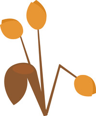 Sorting food waste. Wilted bouquet of festive tulips. Leftovers and scraps of food. Flat icon, element for infographics design. Simple cartoon flat vector isolated on white background