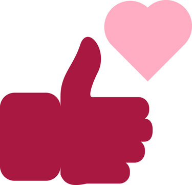 Like gesture on photo in social media icon vector. Thumb up and heart symbol for web site or mobile application. Hand finger gesturing of love, approving or rating flat cartoon illustration