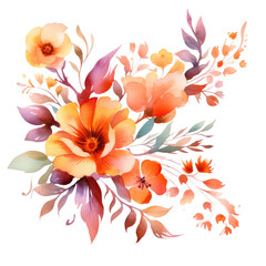 Fototapeta na wymiar Watercolor illustration of flowers transparent background