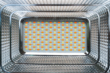 Close up light LED panel that is powered by solar panels. Energy saving and help reduce global...