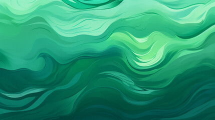 Green background with flowing water motif, Generate AI.