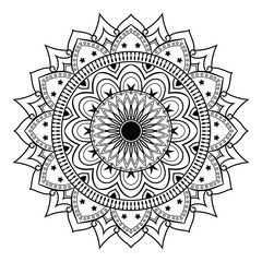 Black and white vector lineal mandala background design