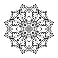 Black and white vector lineal mandala background design