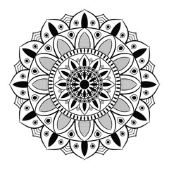Black and white vector lineal mandala background design