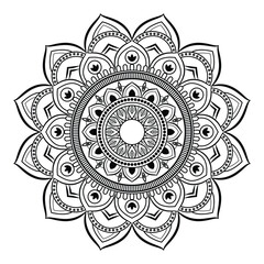 Black and white vector lineal mandala background design