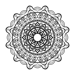 Black and white vector lineal mandala background design